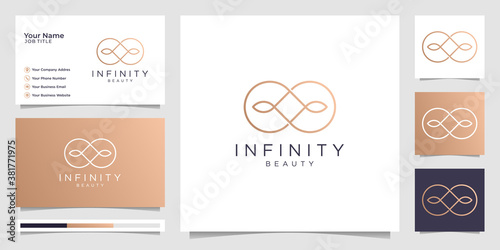 creative Infinity beauty minimalist logo and business card design, beauty, infinity, concept, life, premium.Premium Vector