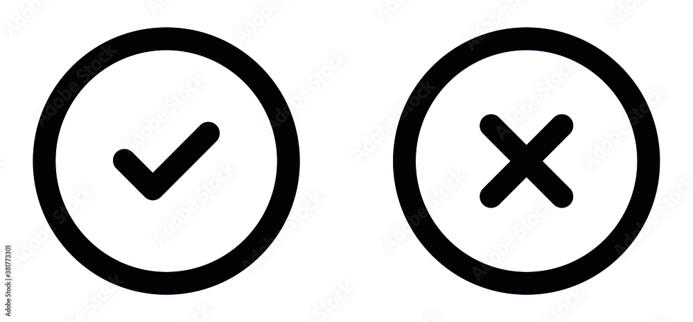 True or false icon, check mark and wrong On the checked circle, cross & check icons, do dont icon True or false icon, check mark and wrong On the checked circle, cross & check icons, do dont icon