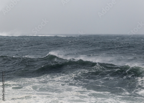 Waves and stormy Atlantic ocean