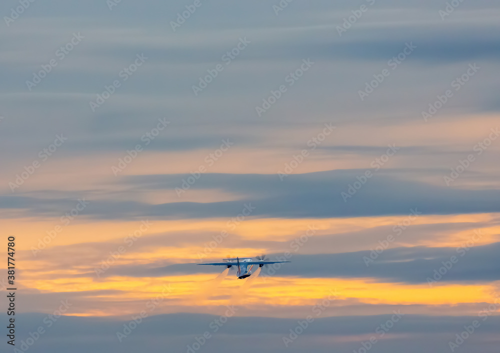 A commercial aircraft takes off from Nuremberg Airport in southern Germany