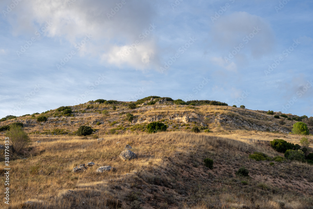 Pretty hill in the rural landscape of Guadalajara, Castilla la Mancha, Spain.