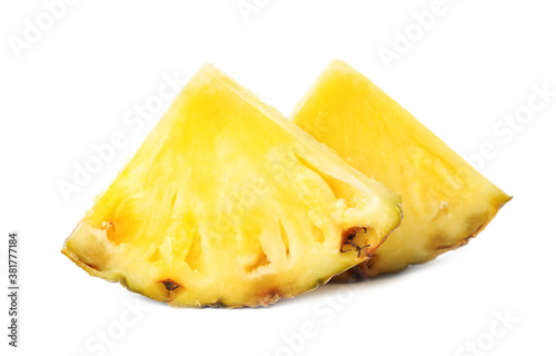 Slices of fresh pineapple isolated on white