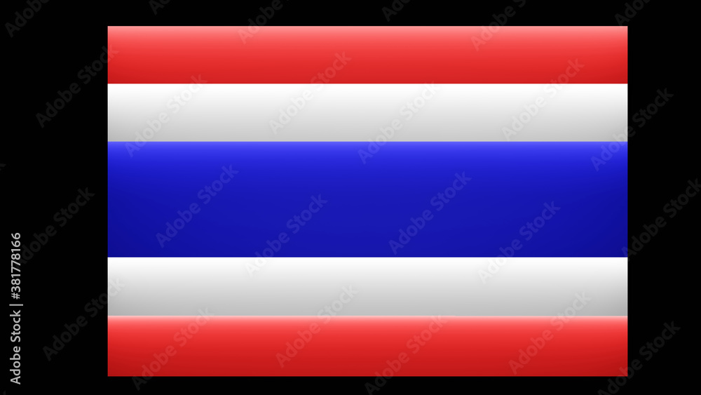 Thailand flag and its 3D bulge blue, white and red stripe with top light (3D Rendering)