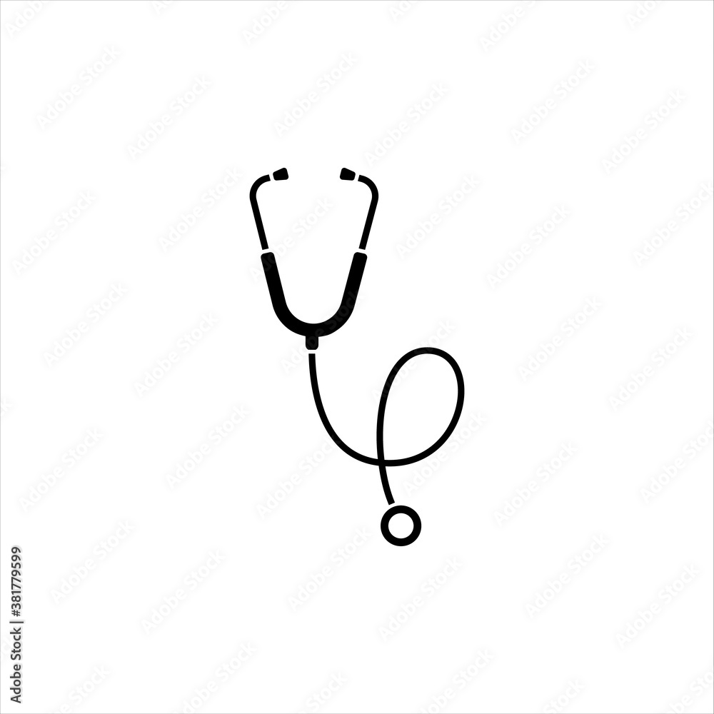 Stethoscope vector solid black icon. Medical and Health Care Symbol. Vector Logo Template. Modern minimalistic flat design Stethoscope vector solid black icon. Medical and Health Care Symbol. Vector Logo Template. Modern minimalistic flat design
