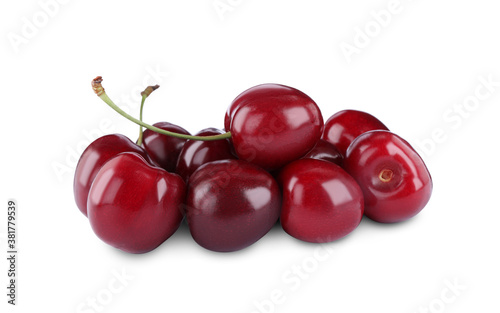 Tasty ripe red cherries isolated on white