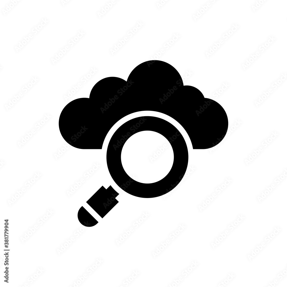 Cloud Data Search Solid Icon Style Illustration. Cloud Data Search Solid Icon Style Illustration.