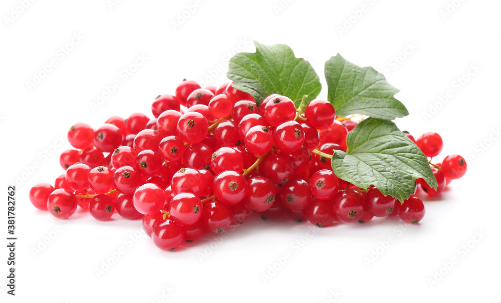 Delicious ripe red currants isolated on white Delicious ripe red currants isolated on white