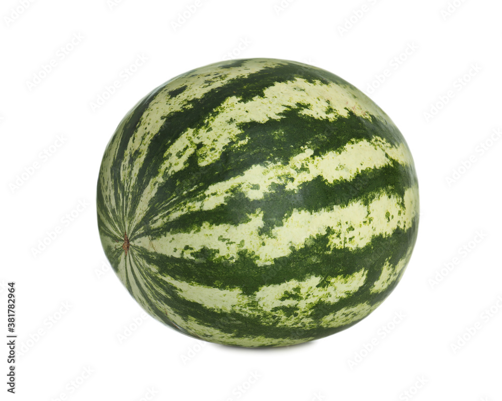 Delicious ripe whole watermelon isolated on white