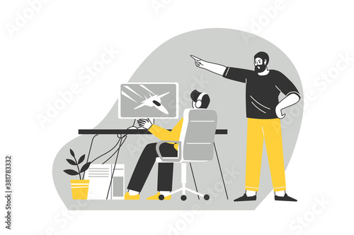 Problems of relations between teenagers and their parents. Dependence on gadgets. Ignoring teenagers of their parents. Vector Illustration