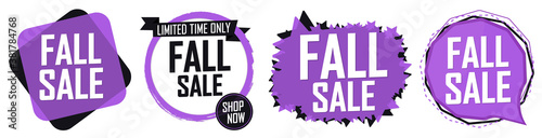 Set Fall Sale banners, Autumn discount tags design template, vector illustration