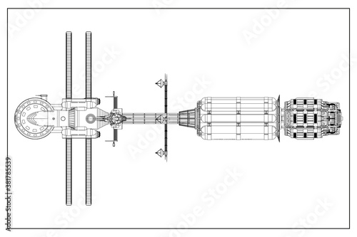 3D design of a spaceship.