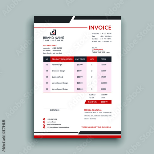 business invoice template premium vector format