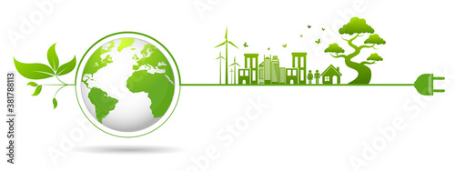Ecology concept and Environmental ,Banner design elements for sustainable energy development, Vector illustration