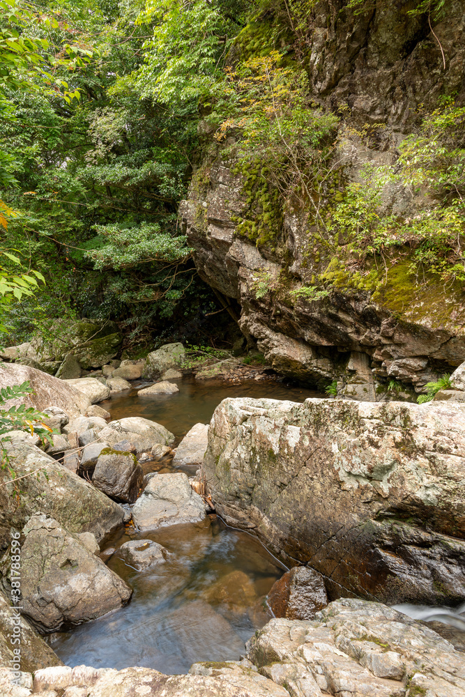 Water flow in Ruri valley in Sonobe, Nantan city, Kyoto, Japan in summer Water flow in Ruri valley in Sonobe, Nantan city, Kyoto, Japan in summer
