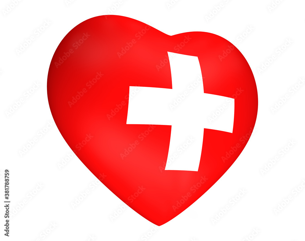 Obraz premium Schweiz Flagge in Herzform
