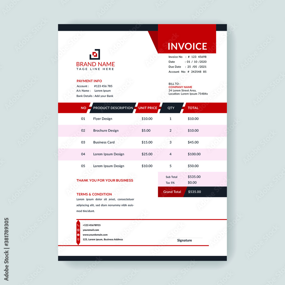 Obraz premium Business invoice template