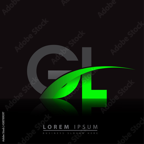 initial letter GL logotype company name colored green and black swoosh design. vector logo for business and company identity.