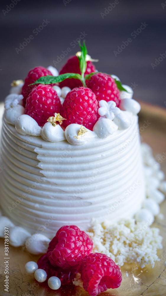 Mini raspberry wedding cake