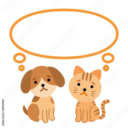 困っている犬と猫　吹き出し