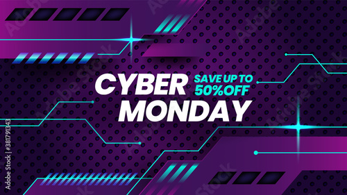 Cyber monday flyer template in realistic style