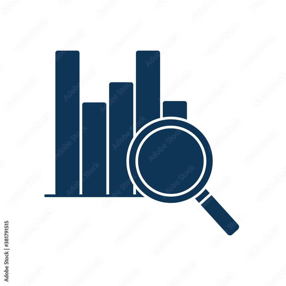 lupe with bars chart silhouette style icon vector design lupe with bars chart silhouette style icon vector design