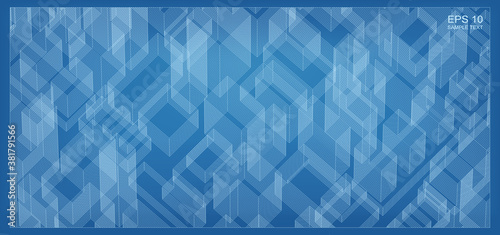 Abstract matrix wireframe space of building. Perspective wireframe background. Vector.