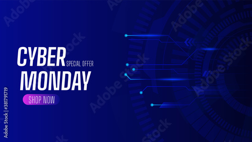 Cyber monday banner in digital style banner