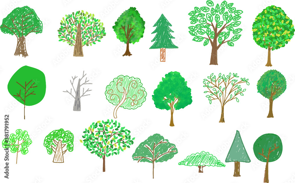 手書きで描いた可愛いラフな木のイラスト Stock Vector Adobe Stock