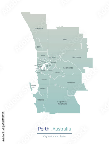 Perth Map. a major city in the Australia.