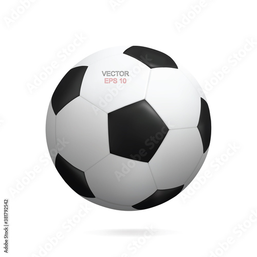 Realistic soccer football ball on white background. Vector.