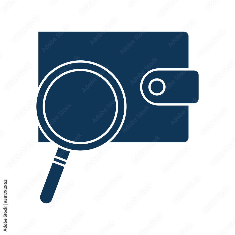 lupe with wallet silhouette style icon vector design lupe with wallet silhouette style icon vector design