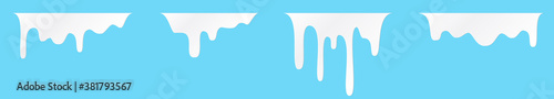 White melt drips or liquid sauce and milk drops. White liquid or melted chocolate drips, milk current paint.