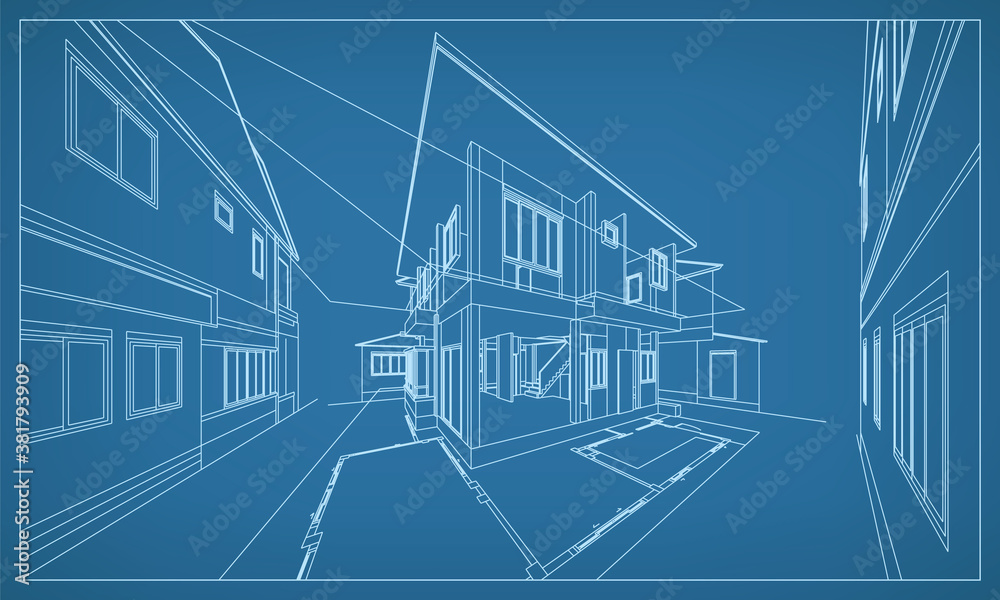 3D perspective render of building wireframe structure. Abstract construction graphic idea. Vector. 3D perspective render of building wireframe structure. Abstract construction graphic idea. Vector.
