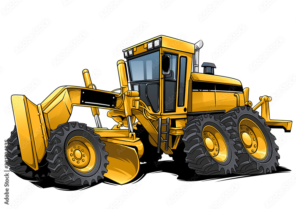 heavy equipment car illustration with excavator digger type