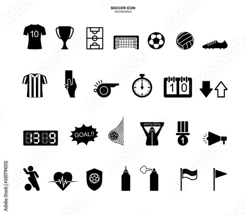 Soccer football icon set. Abstract sport sign and symbol. Vector.