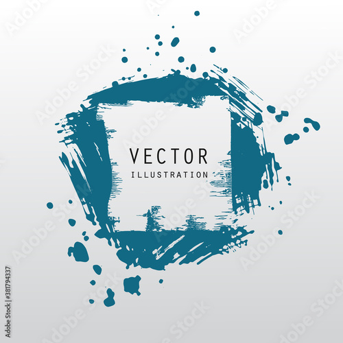 vector splats splashes and blobs of blue ink paint in different shapes drips