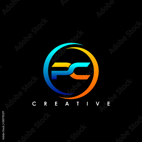 initial letter logo pc vector