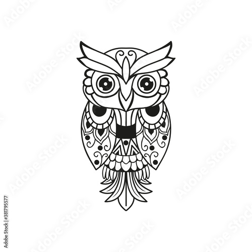 Black and white cut file outline owl pack