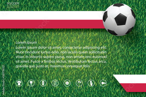 World championship football cup background. National team image background with soccer football ball on green grass pattern and texture. Vector.