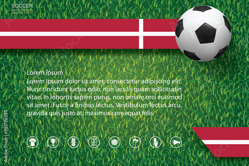 World championship football cup background. National team image background with soccer football ball on green grass pattern and texture. Vector.