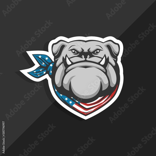 american bulldog flag bandana. mascot logo. vector illustration 