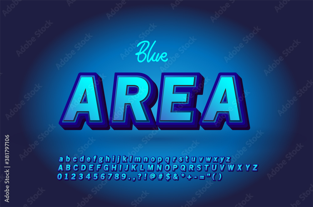 Modern Bold Font Effect With Highlight Blue Gradient Color and Shadow Effect.