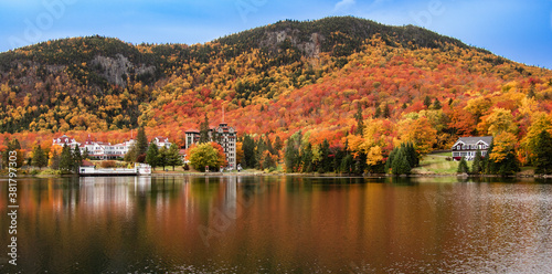 Autumn landscape view of mountain with colorful trees