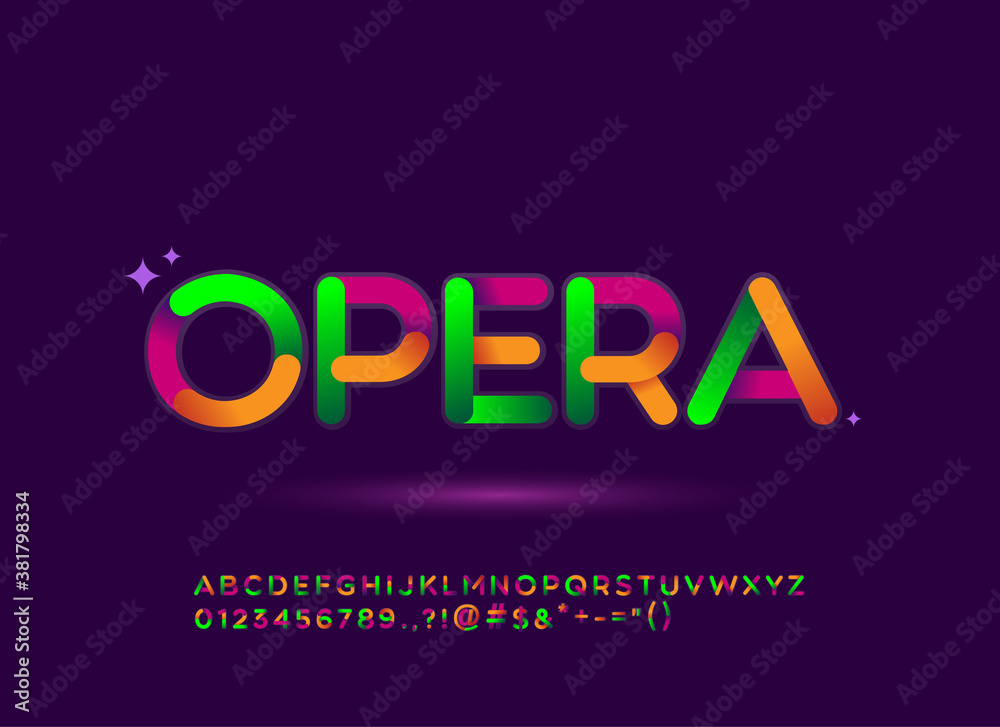 Modern style font, alphabet letters and numbers colorful decorative style, vector illustration