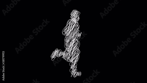Sketch business people running loops. Cartoon sketch animation