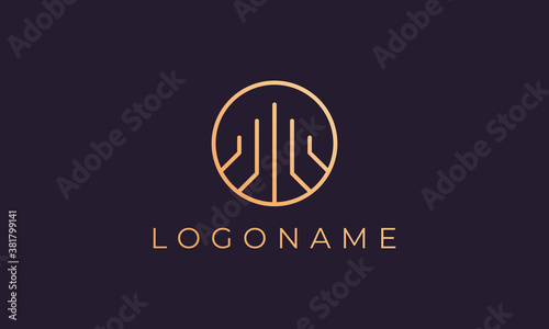 Property logo template with simple and luxurious shapes in gold