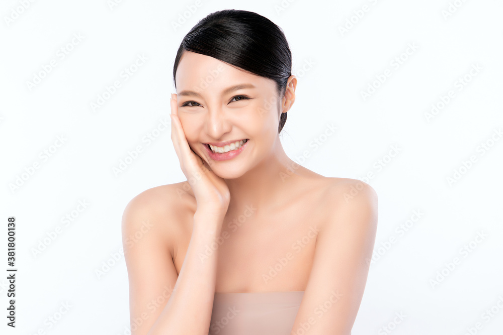 Beautiful young asian woman with clean fresh skin on white background, Face care, Facial treatment, Cosmetology, beauty and spa, Asian women portrait Beautiful young asian woman with clean fresh skin on white background, Face care, Facial treatment, Cosmetology, beauty and spa, Asian women portrait