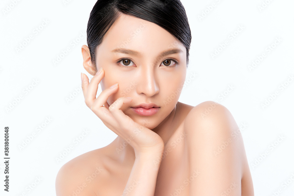 Beautiful young asian woman with clean fresh skin on white background, Face care, Facial treatment, Cosmetology, beauty and spa, Asian women portrait Beautiful young asian woman with clean fresh skin on white background, Face care, Facial treatment, Cosmetology, beauty and spa, Asian women portrait