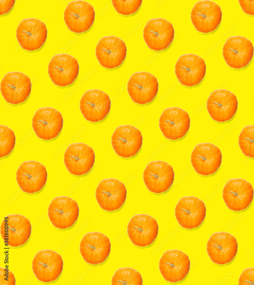 Seamless pattern with pumpkin. Autumn abstract seamless pattern made from Pumpkins on the yellow background. Pumpkin quality pattern. Seamless pattern with pumpkin. Autumn abstract seamless pattern made from Pumpkins on the yellow background. Pumpkin quality pattern.