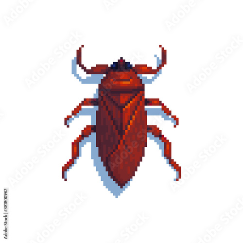 Water bug icon isolated vector illustration. Video game assets. Pixel art 8-bit sprite. Sticker, logo and embroidery design.